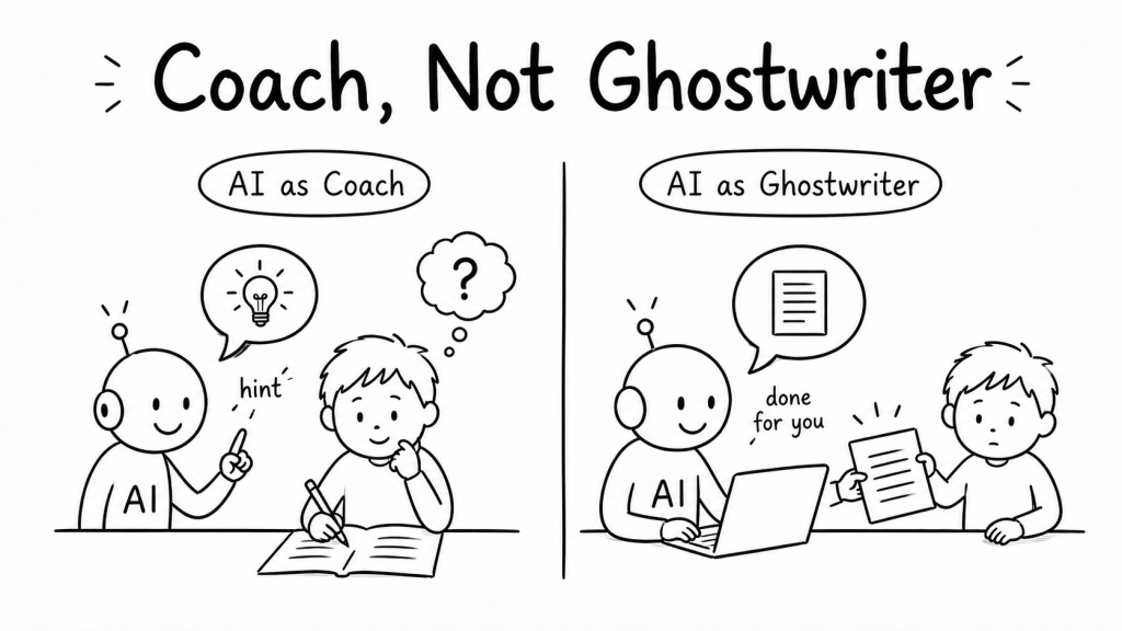 AI supports a child like a coach instead of completing homework like a ghostwriter.