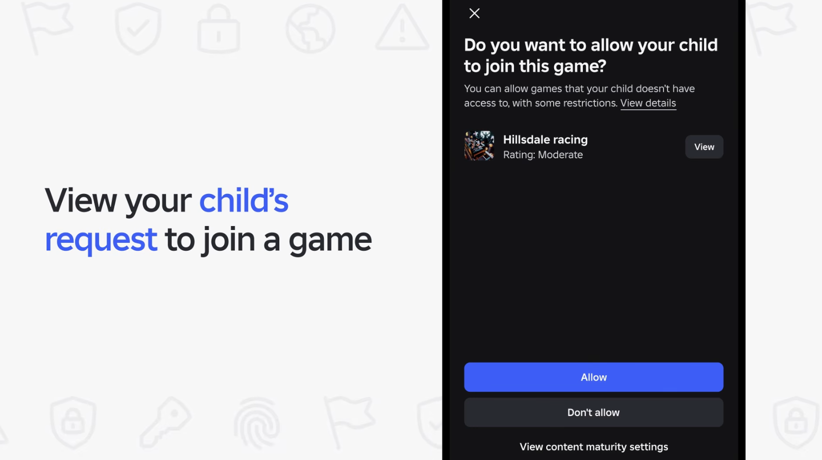 Official Roblox visual about allowing and blocking specific games in parental controls.